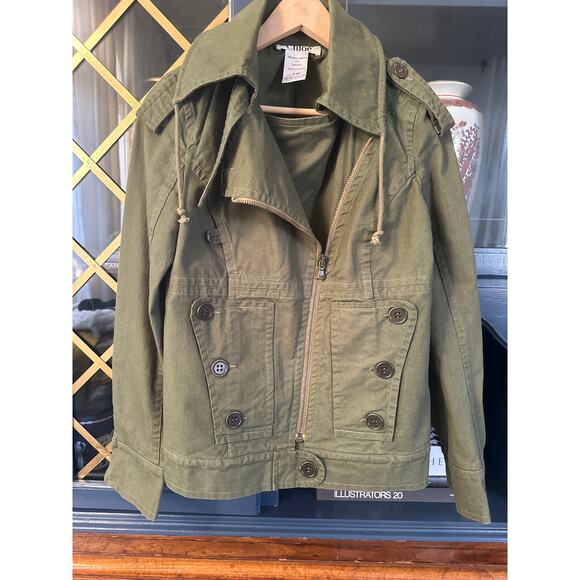 Chloe Jackets & Blazers - Chloe Asymetrical Army green cargo military olive jacket 40 Medium Large sz 8